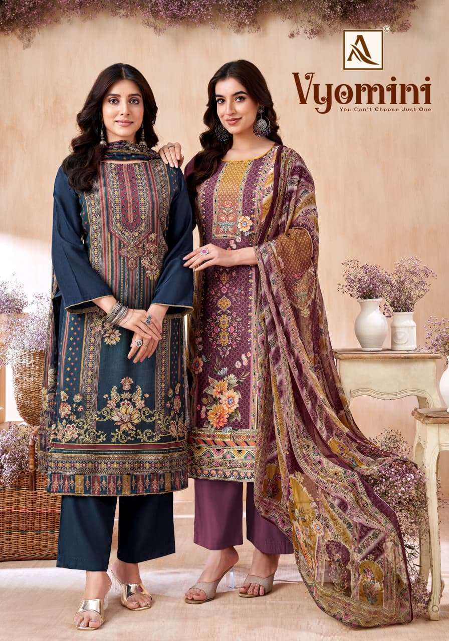 ALOK SUIT VYOMINI VISCOSE MUSLIN PRINTED SUIT COLLECTION BEST RATE DEALER 