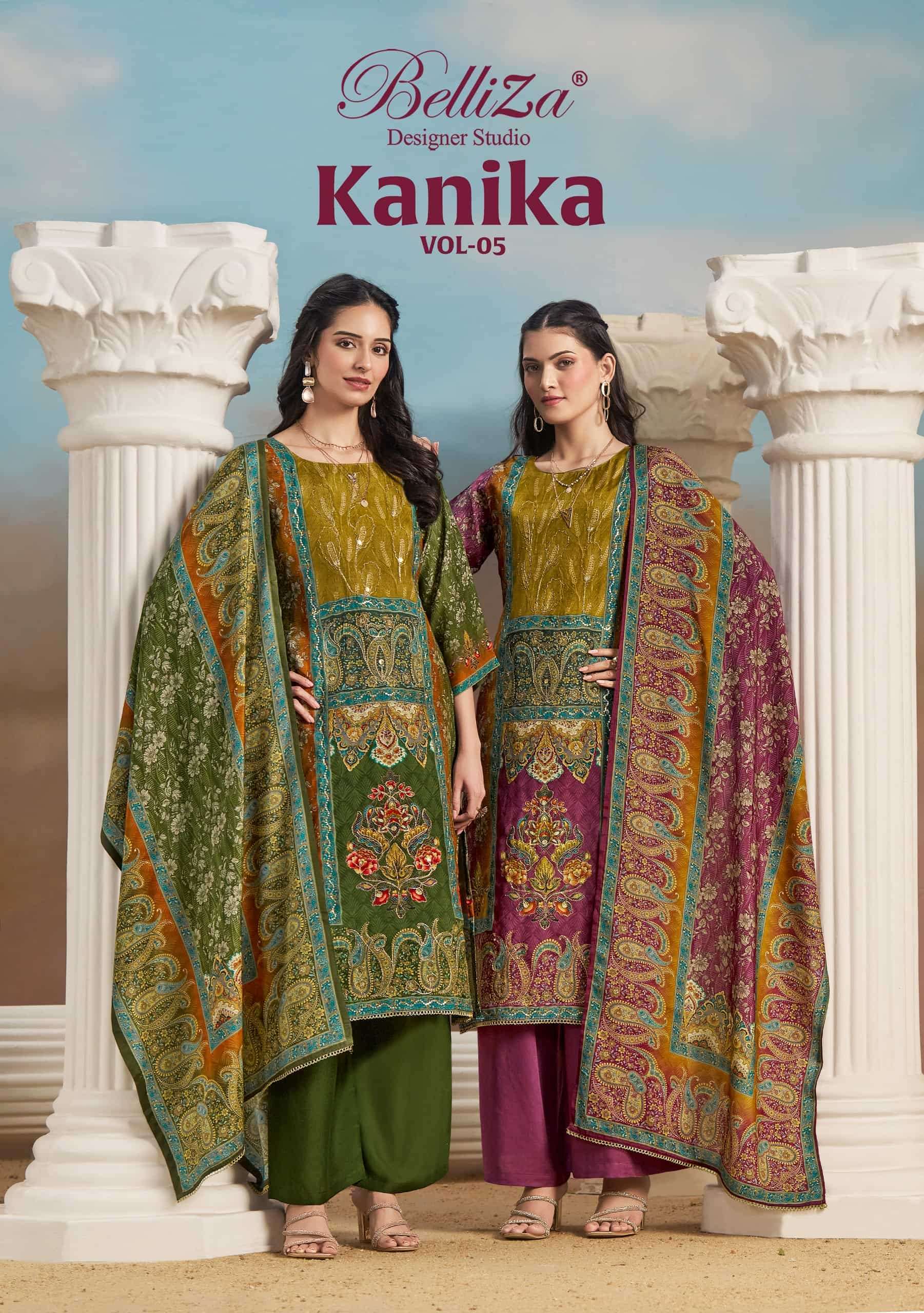 BELLIZA DESIGNER KANIKA VOL 5 MUSLIN LADIES SUIT WHOLESALER 