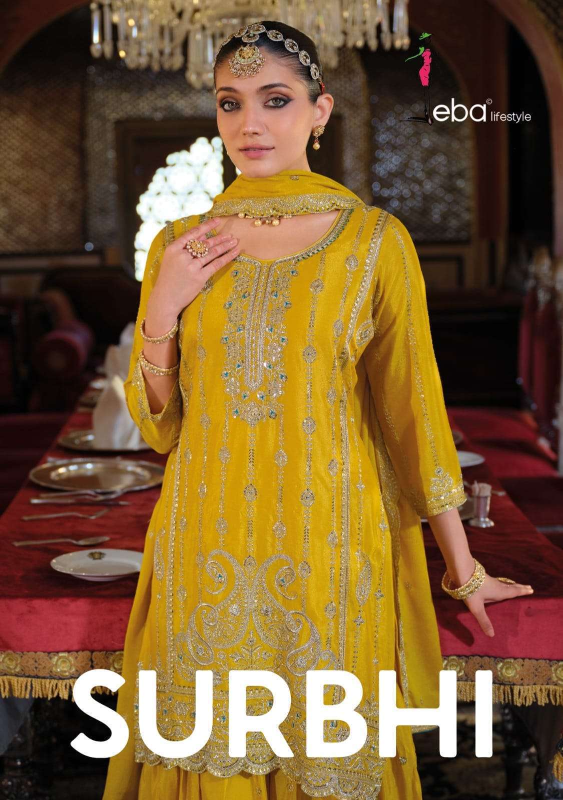 EBA LIFESTYLE SURBHI CHINON EMBRODERY READYMADE PARTYWEAR SUIT COLLECTION BEST RATE 