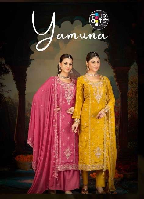 FOURDOTS YAMUNA DESIGNER WORK ORGANZA FESTIVE WEAR LADIES SUIT WHOLESALER IN SURAT 2025