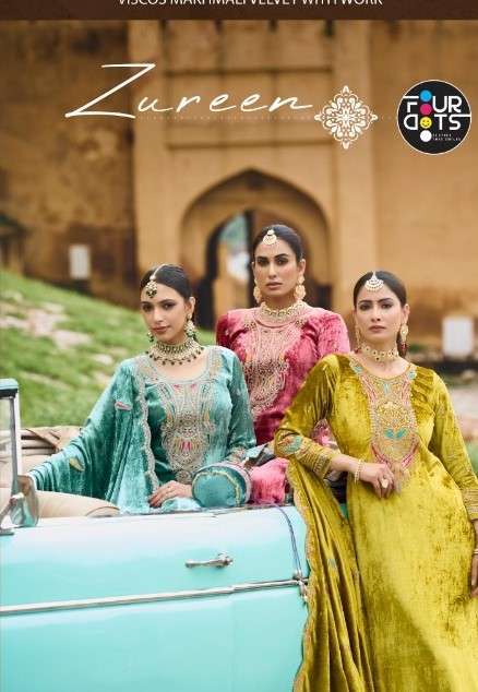 FOURDOTS ZUREEN VELVET SUIT COLLECTION BEST RATE EXPORTER 