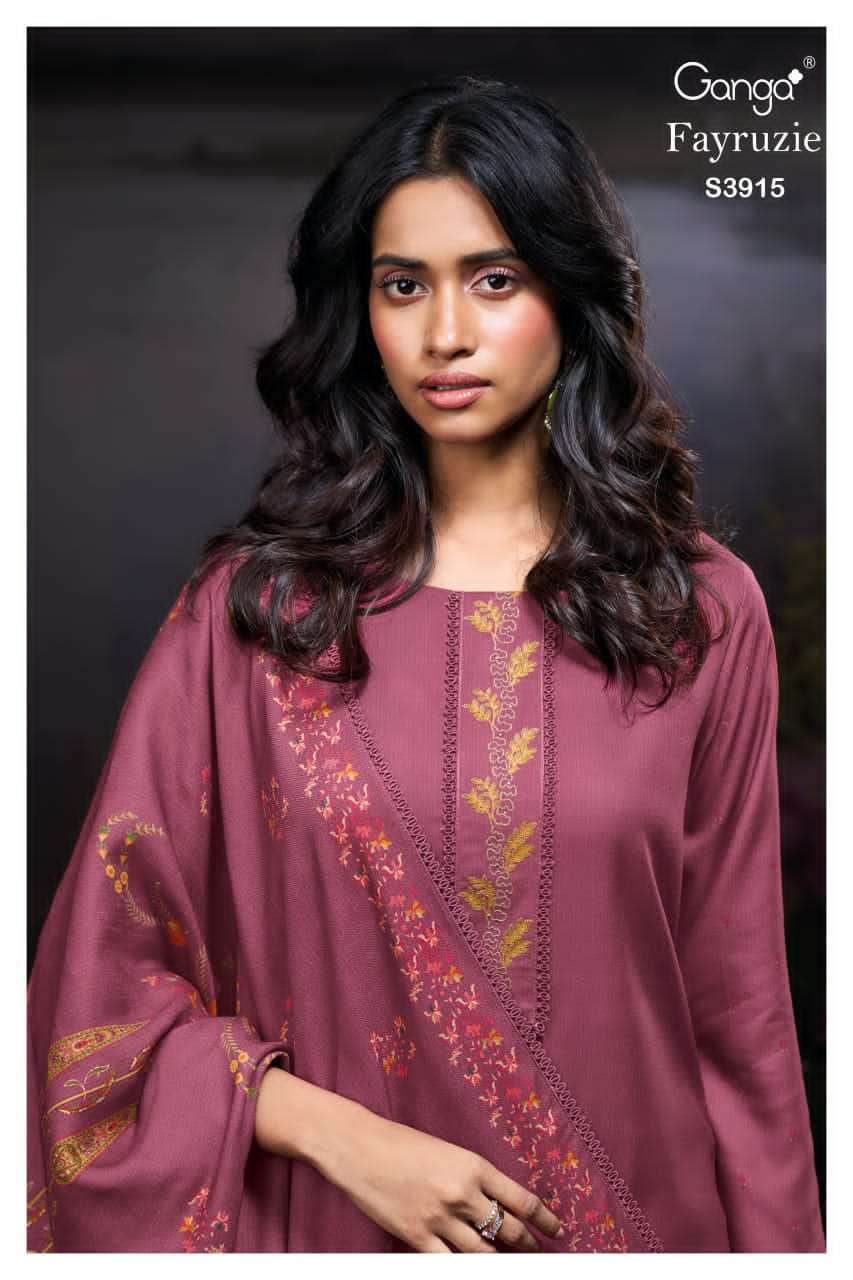 GANGA FASHION FAYRUZIE 3915 PREMIUM LADIES PASHMINA WINTER SUIT WHOLESALER 2025