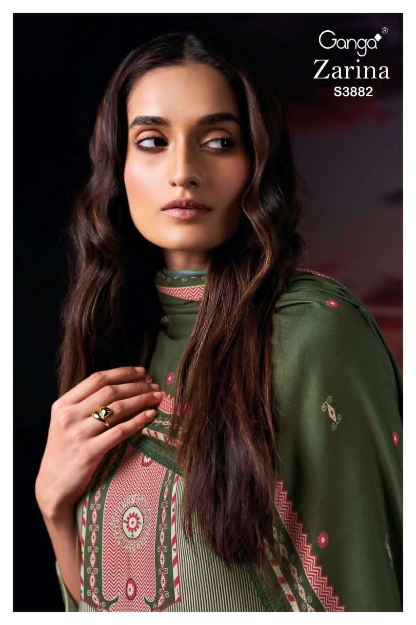 GANGA FASHION ZARINA 3882 PURE WOOL PASHMINA SUIT WHOLESALER IN INDIA 2025
