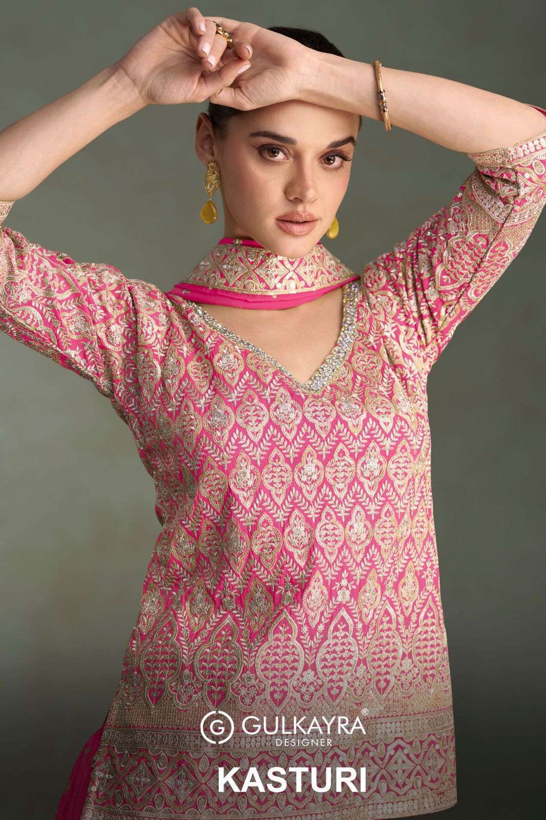 GULKAYRA DESIGNER KASTURI 7550 COLOURS PARTYWEAR CHINON SUIT COLLECTION