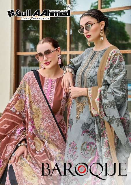 GULL AAHMED BAROQUE PURE COTTON PAKISTANI PRINTED SUIT WHOLESALER 