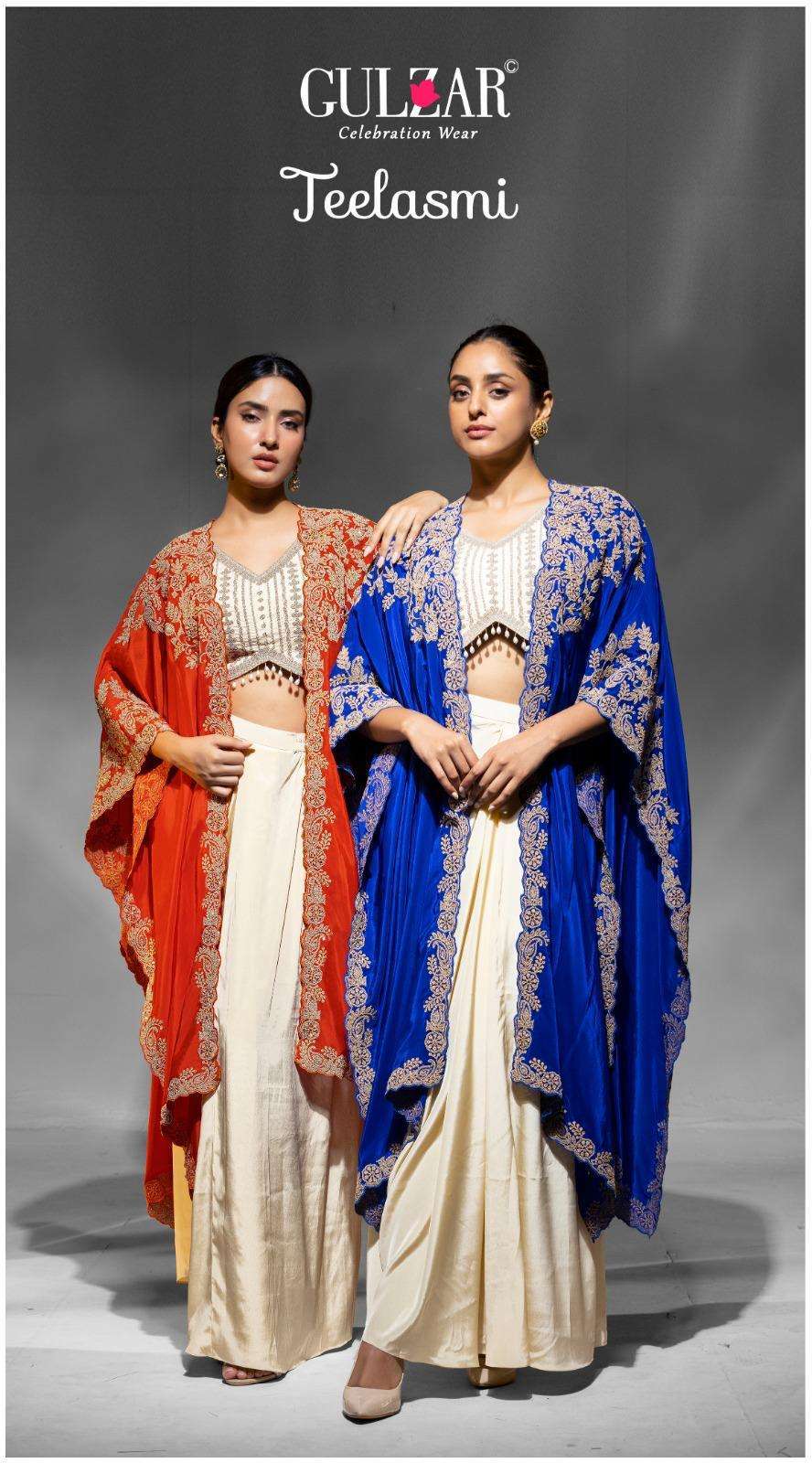 GULZAR TEELASMI PARTYWEAR SHRUG STYLE INDO WESTERN DRESS CATALOG EXPORTER 2025