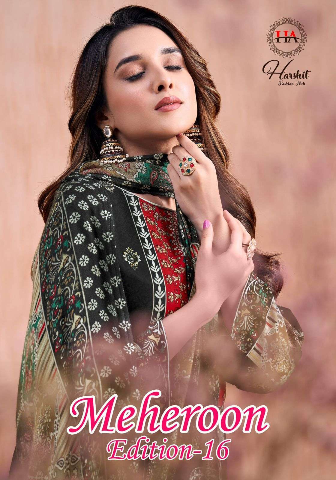 HARSHIT FASHION MEHEROON EDITION 16 FANCY VISCOSE RAYON SUIT 