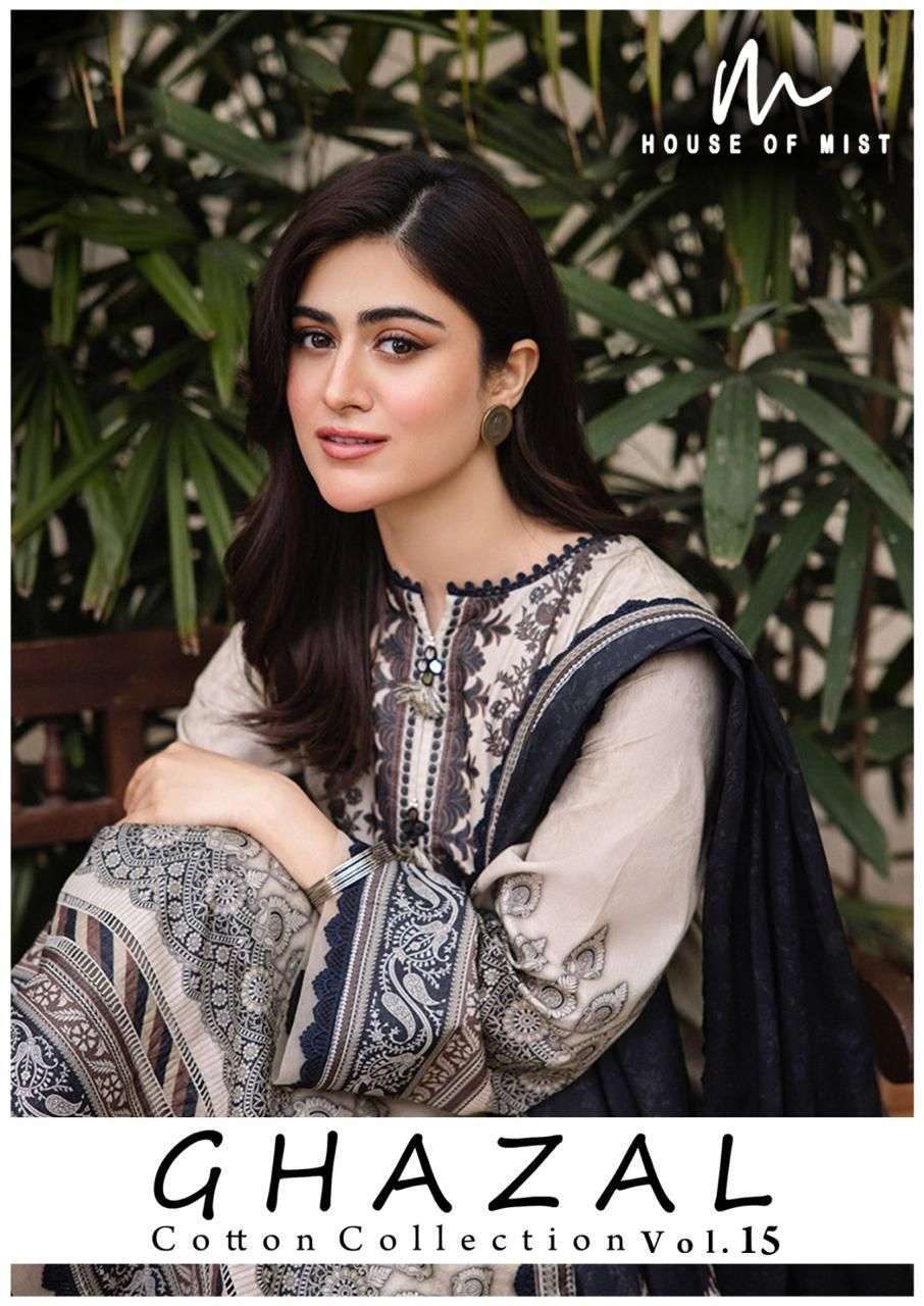 HOUSE OF MIST GHAZAL VOL 15 PURE COTTON SUIT WHOLESALER BEST RATE DEALER 