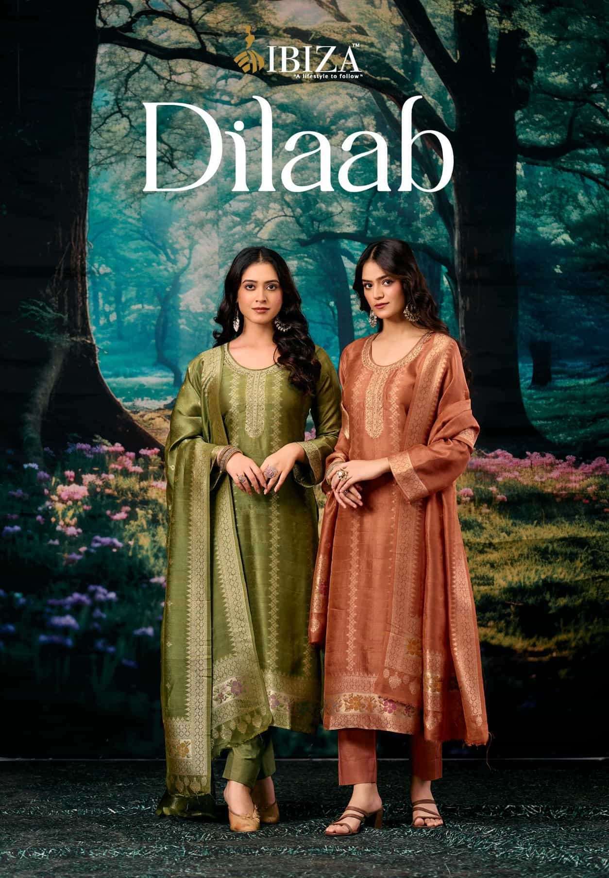IBIZA DILAAB DESIGNER JACQUARD SILK PARTYWEAR SUIT WHOLESALER BEST RATE 