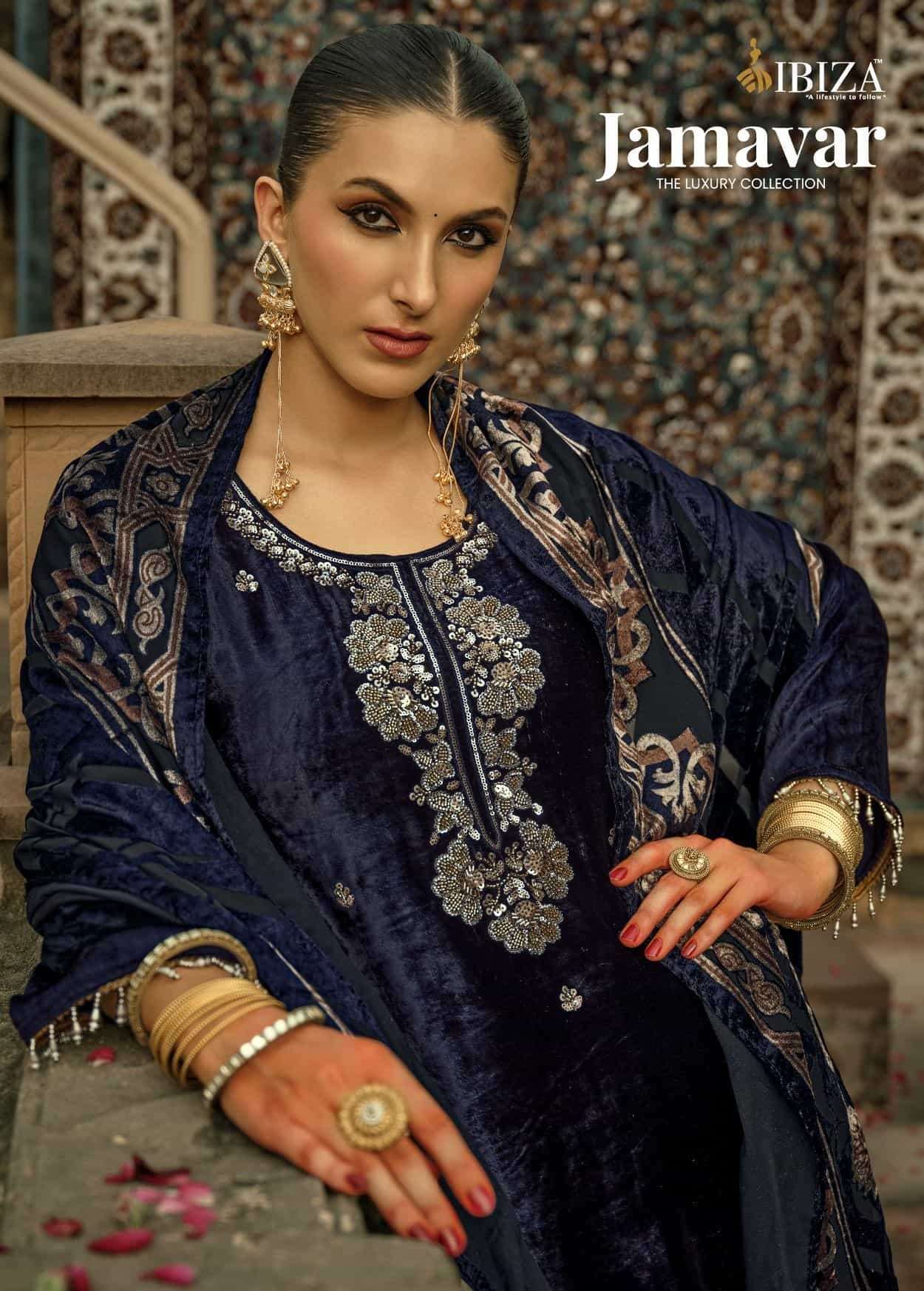 IBIZA JAMAVAR PURE VISCOSE VELVET SUIT WHOLESALER BEST RATE DEALER IN SURAT 2025