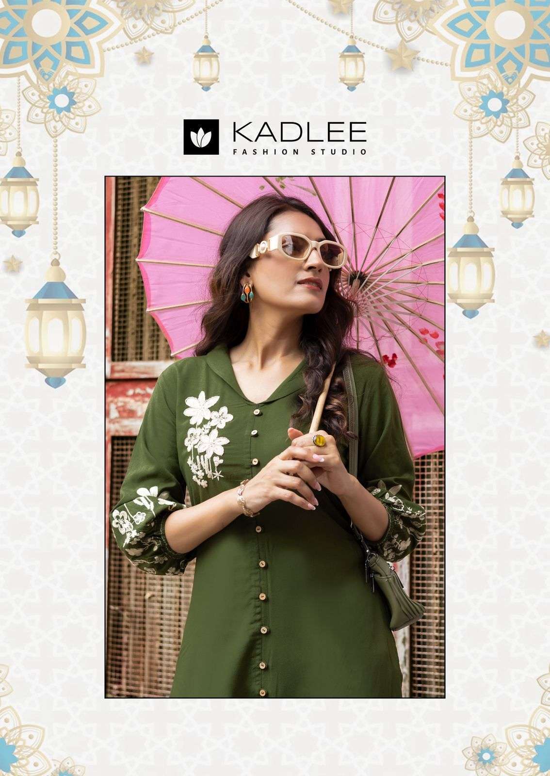 KADLEE SILVER STONE HEAVY RAYON DESIGNER KURTI BOTTOM SET WHOLESALER 