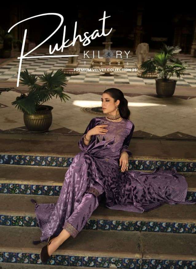 KILORY TRENDZ RUKHSAT PURE VELVET EMBRODERY WORK SUIT WHOLESALER 