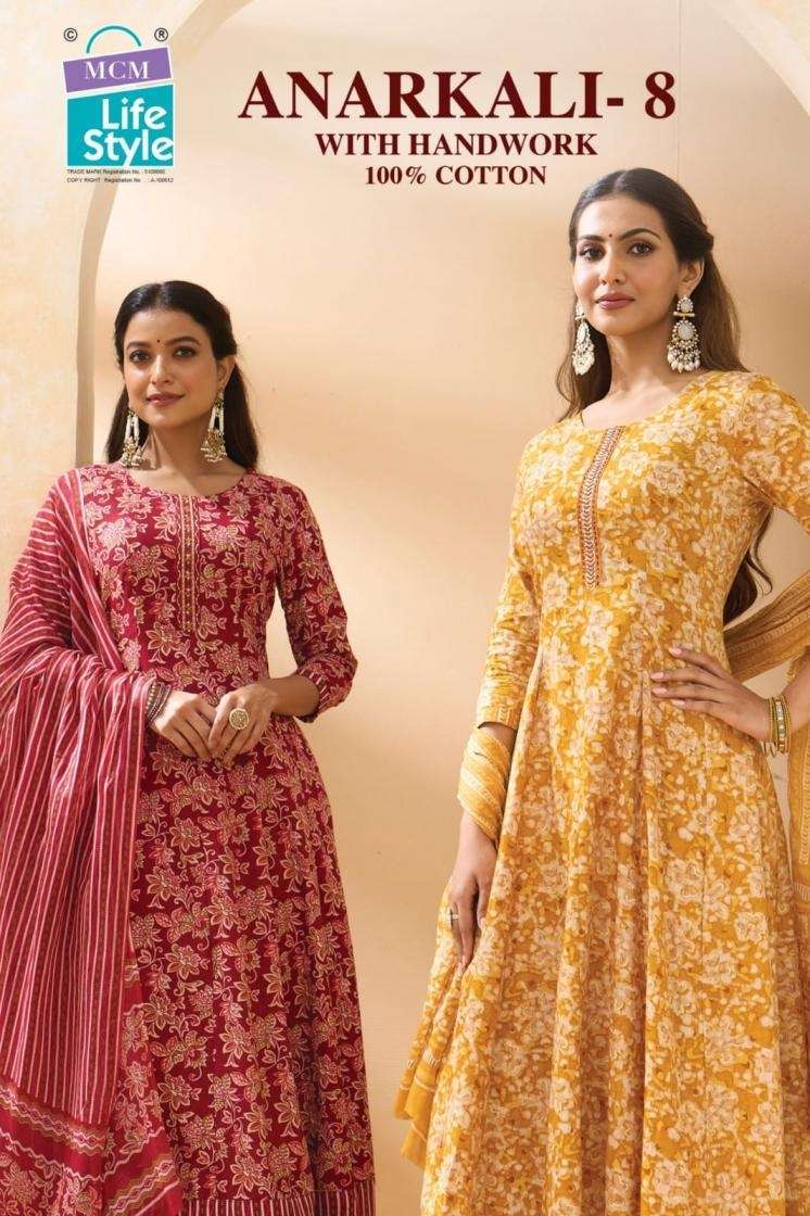 MCM LIFESTYLE ANARKALI VOL 8 HEAVY COTTON SUIT WHOLESALER 