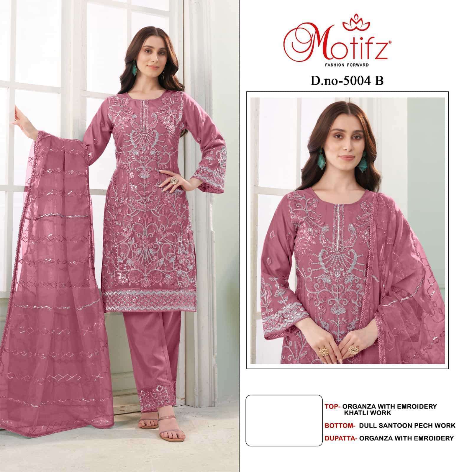 MOTIFZ D 5004 COLOURS ORGANZA EMBRODERY WORK DESIGNER SUIT WHOLESALER 