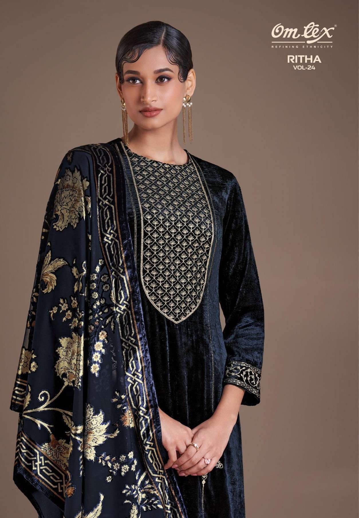 OMTEX RITHA VOL 24 PURE VISCOSE VELVET SUIT WHOLESALER 