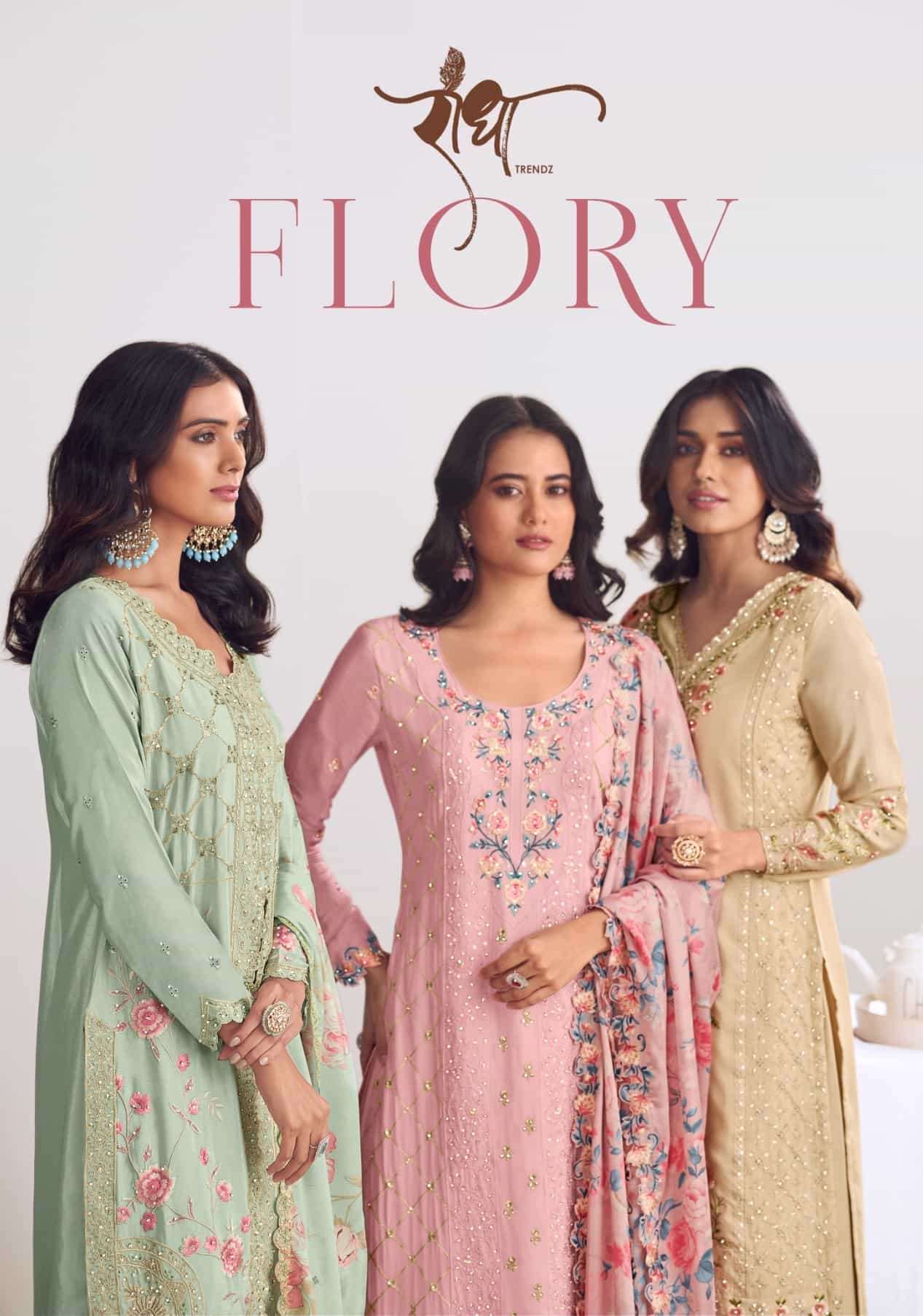 RADHA TRENDZ FLORY CHINON PARTYWEAR READYMADE DRESS EXPORTER 