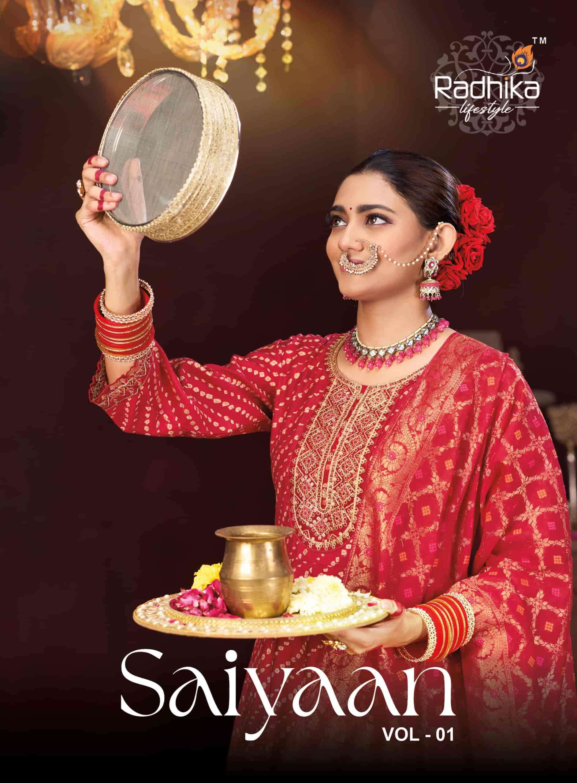 RADHIKA LIFESTYLE SAIYAAN VOL 1 DESIGNER SILK THREE PCS SET WHOLESALER 