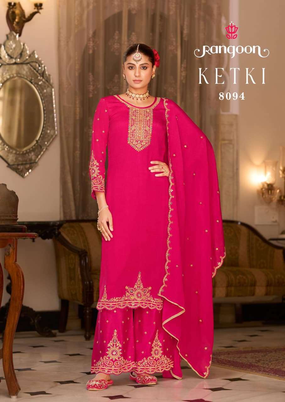 RANGOON KETKI CHINON EMBROIDERY SUIT WHOLESALER 2025