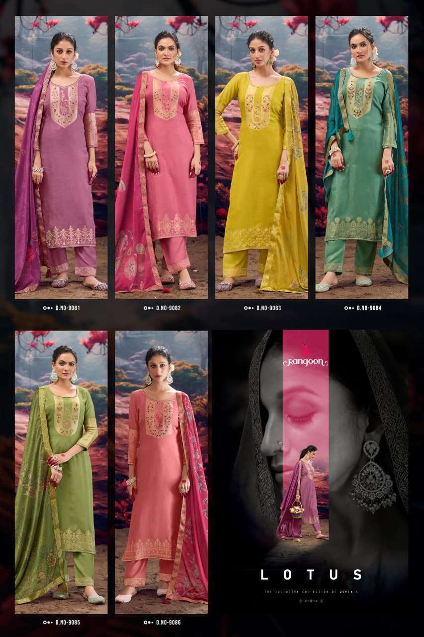 RANGOON LOTUS MUSLIN JACQUARD SUIT COLLECTION BEST RATE DEALER IN INDIA 