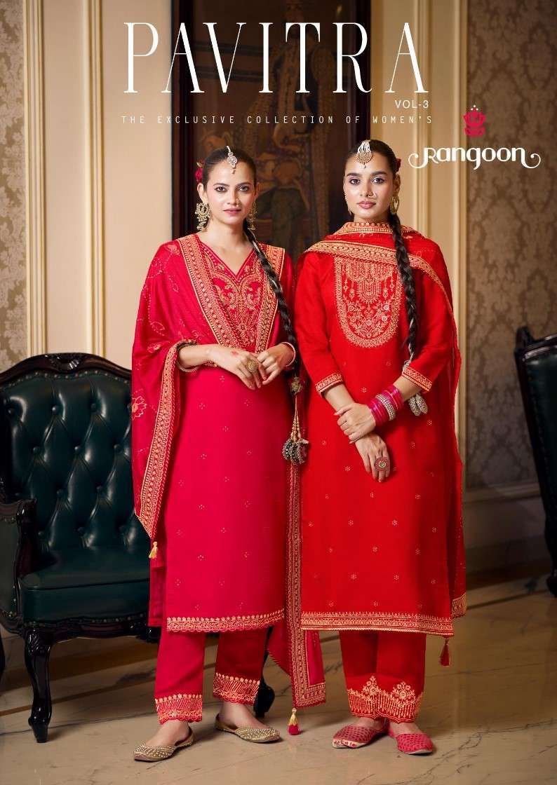RANGOON PAVITRA VOL 3 READYMADE 3 PIECE SET WHOLESALER IN SURAT 2025