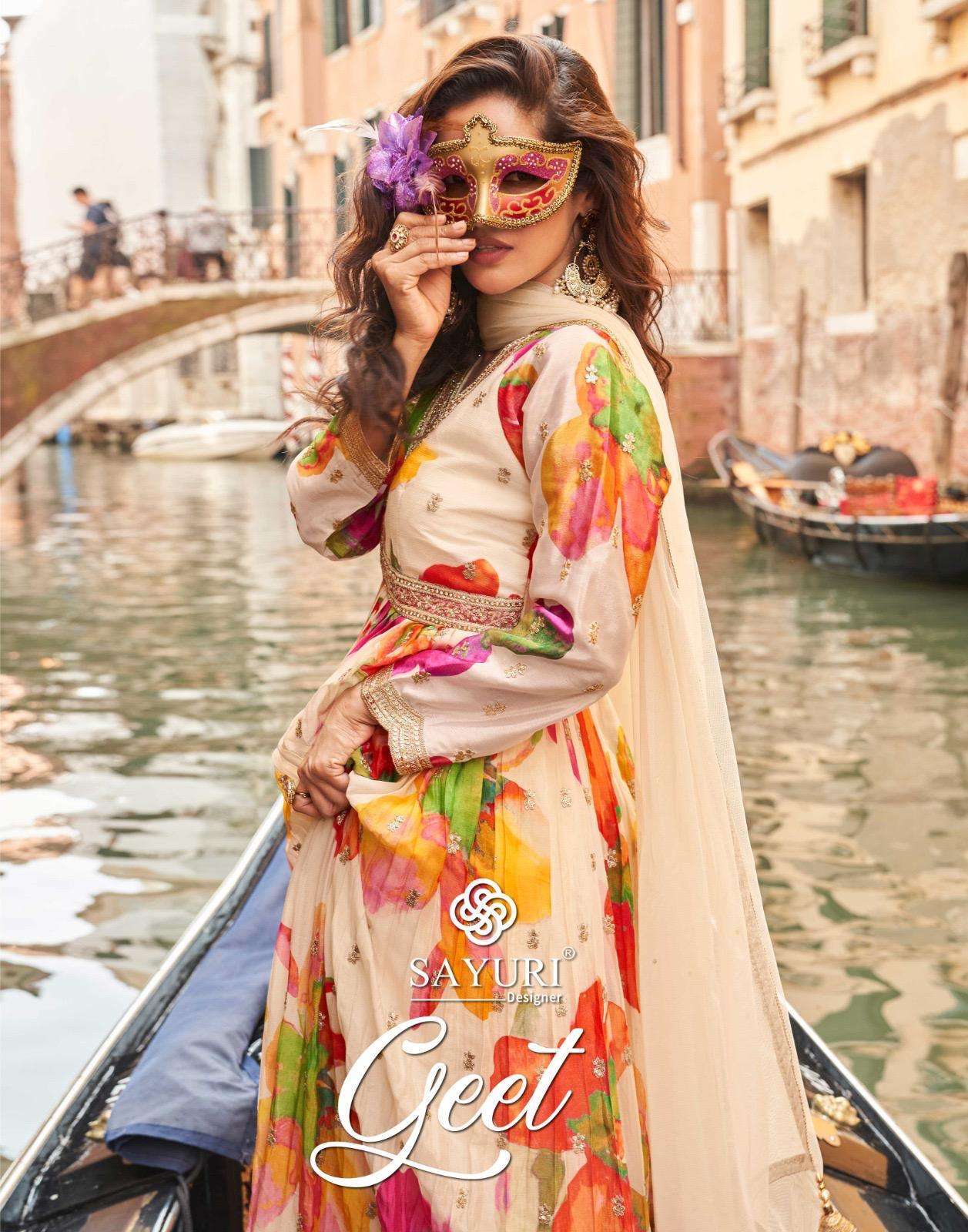 SAYURI GEET 10074 TO 10076 PARTYWEAR GOWN CATALOG WHOLESALER IN SURAT 2025