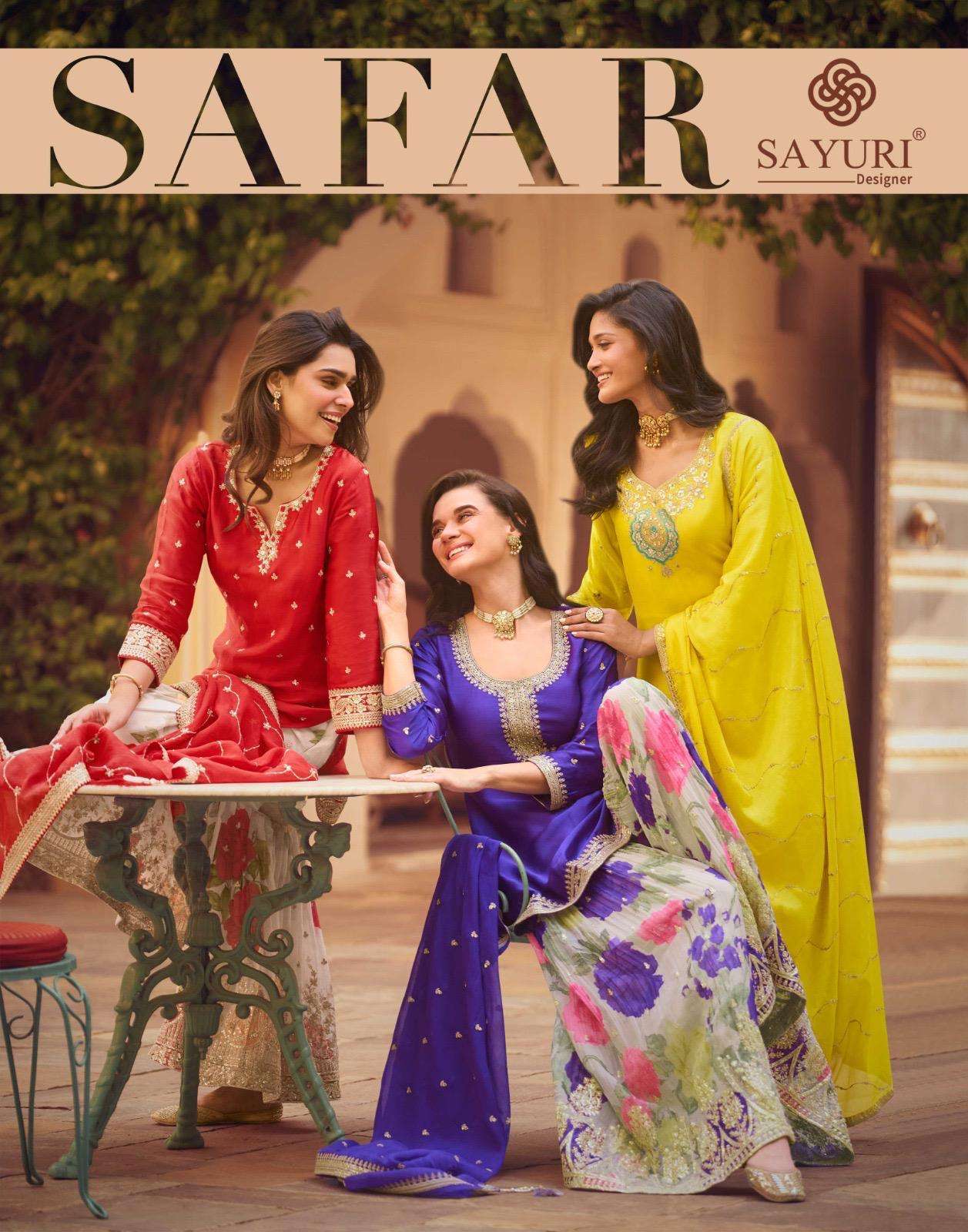 SAYURI SAFAR 5744 TO 5746 DESIGNER SHARARA SUIT WHOLESALER IN SURAT 