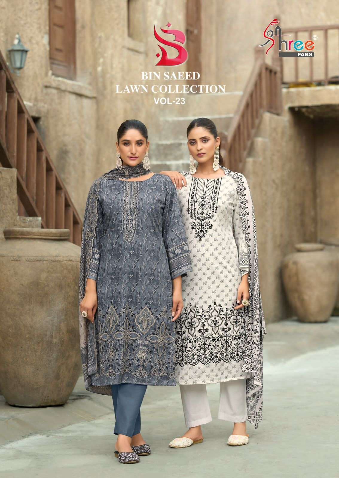 SHREE FAB BIN SAEED LAWN COLLECTION VOL 23 PAKISTANI SUIT WHOLESALER 2025