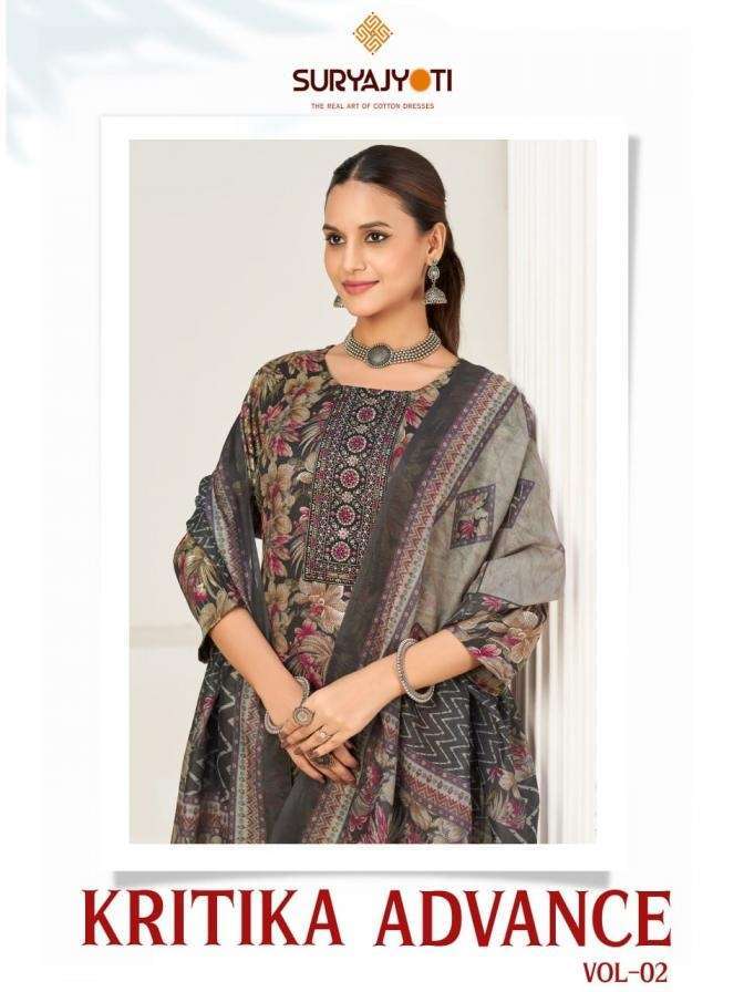 SURYAJYOTI KRITIKA ADVANCE VOL 2 RAYON EMBRODERED SUIT WHOLESALER 