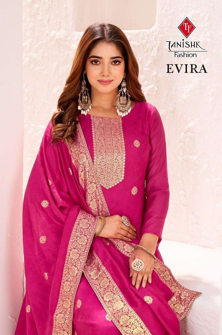 TANISHK EVIRA DESIGNER MUSLIN JACQUARD SUIT WHOLESALER BEST RATE DEALER 2025