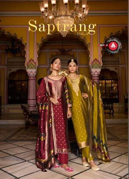 TRIPLE AAA SAPTRANG VOL 3 VISCOSE JACQUARD SALWER KAMEEZ WHOLESALER 