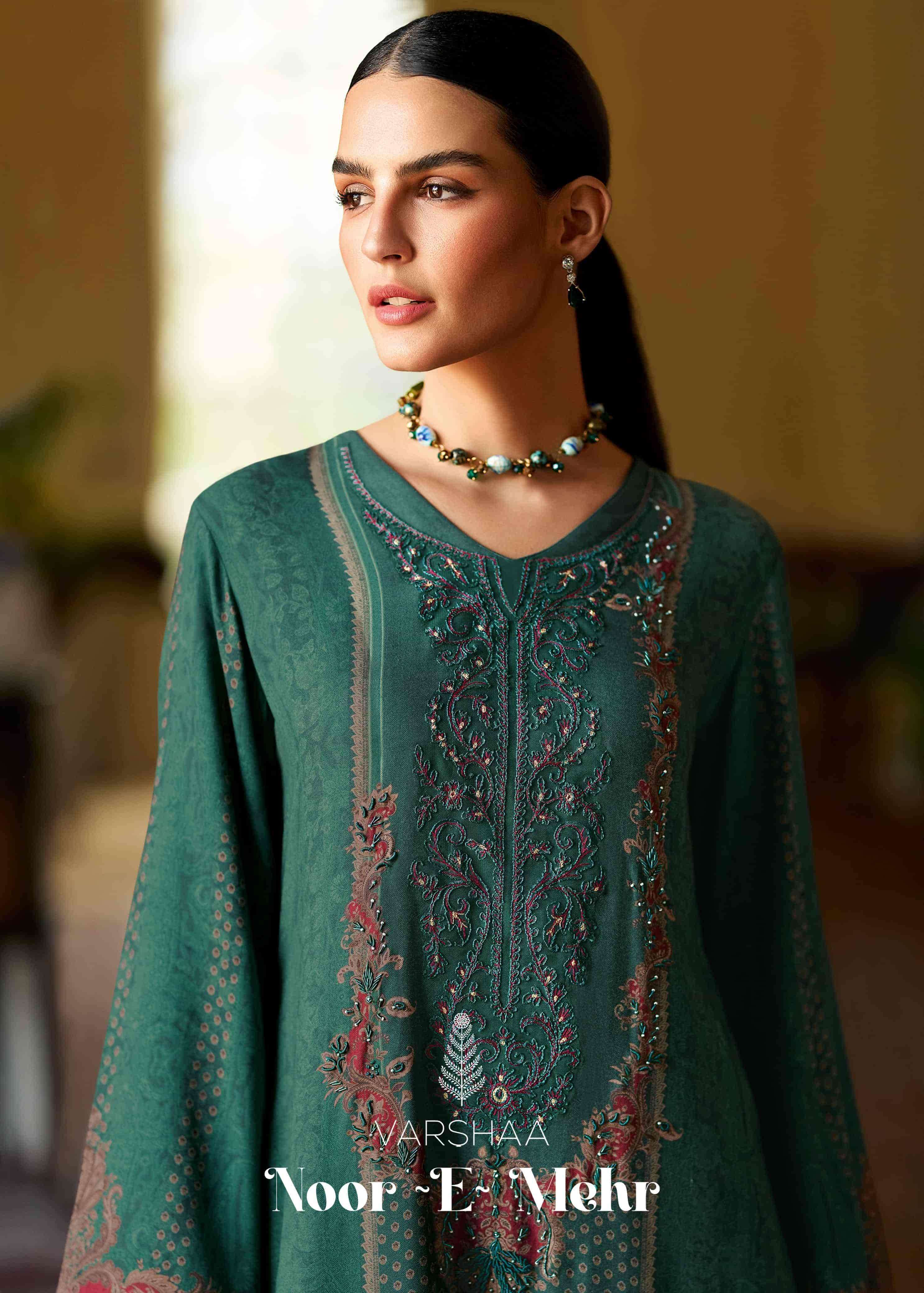 VARSHA NOOR E MEHAR VISCOSE PASHMINA HANDWORK LADIES SUIT WHOLESALER 
