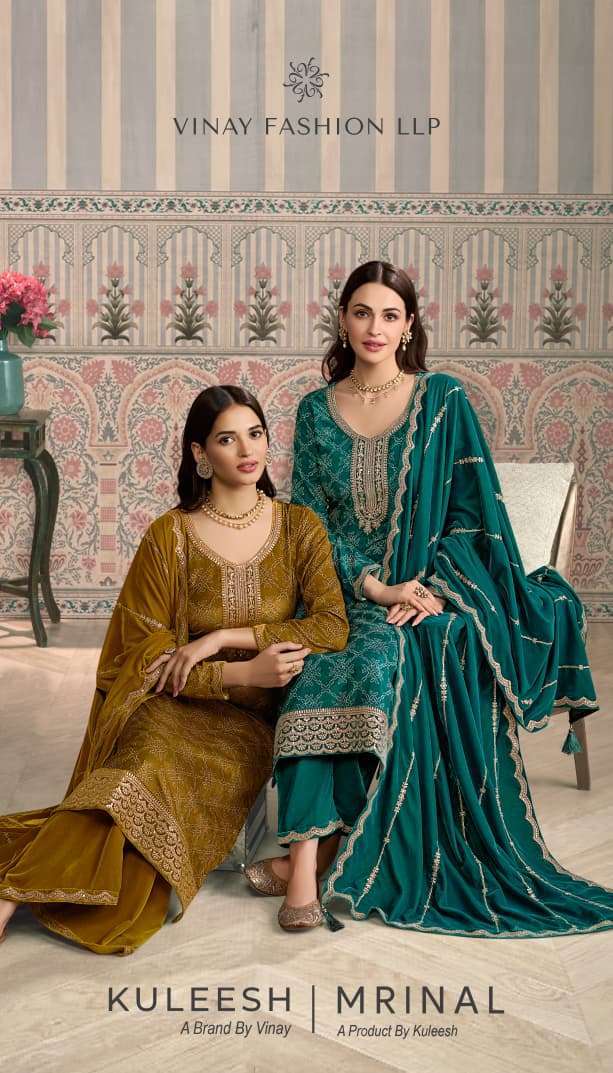 VINAY FASHION KULEESH MRINAL PRINTED VELVET SUIT WHOLESALER IN SURAT 2025