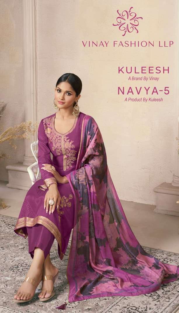 VINAY FASHION KULEESH NAVYA VOL 5 VISCOSE MUSLIN LADIES SUIT DEALER 