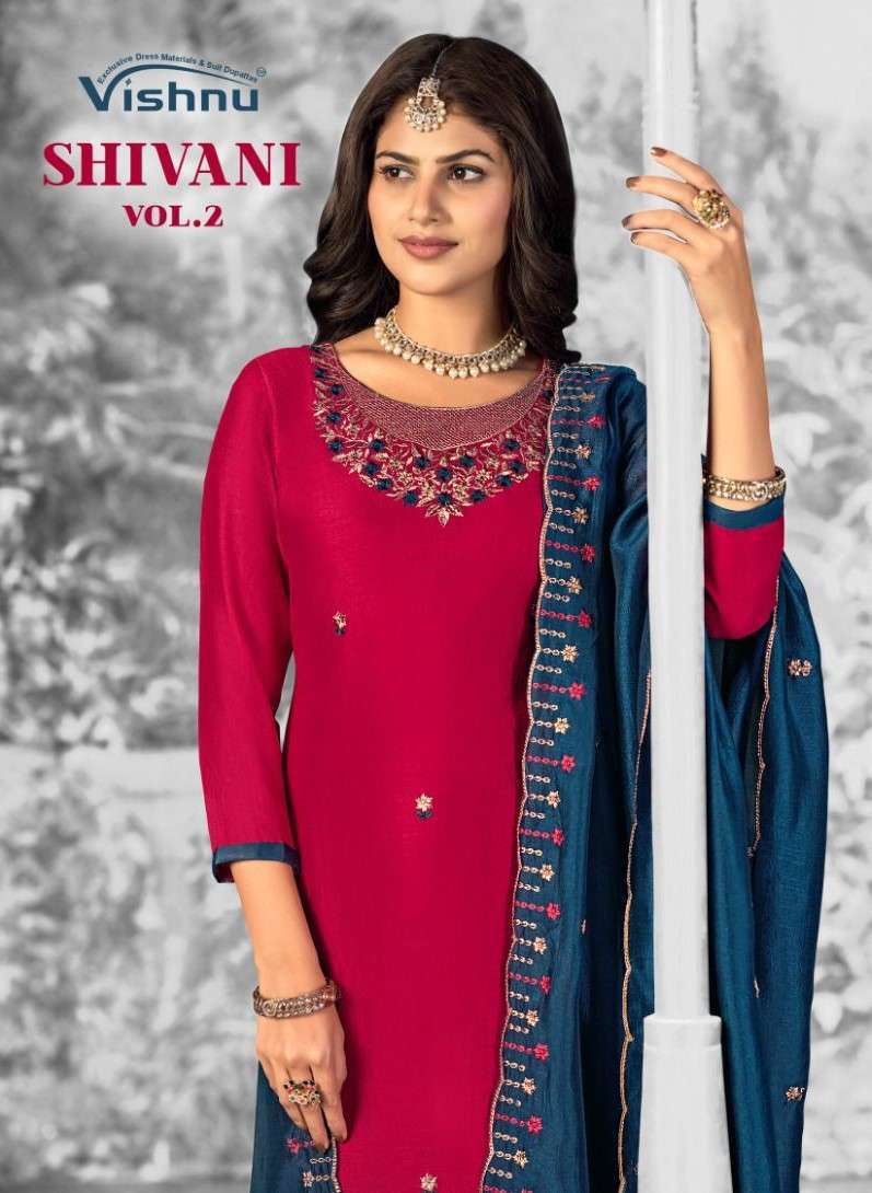 VISHNU SHIVANI VOL 2 FANCY SILK UNSTITCH SUIT WHOLESALER 