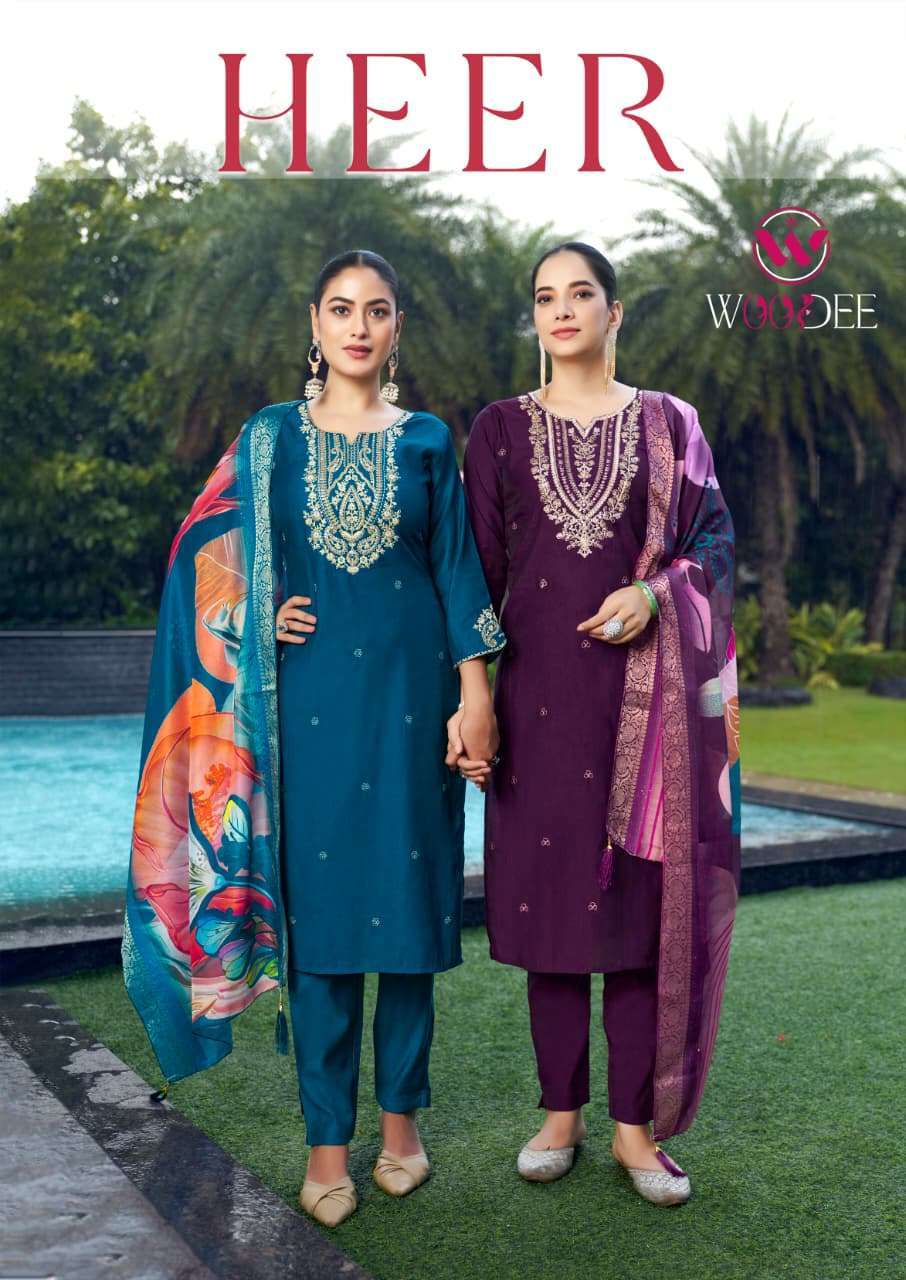 WOODEE HEER PREMIUM DESIGNER KURTI PANT WITH DUPATTA SET WHOLESALER 2025