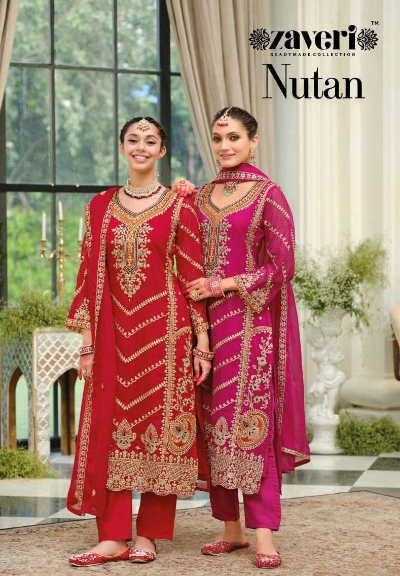ZAVERI NUTAN ORGANZA SUIT READYMADE COLLECTION KARWA CHAUTH COLLECTION 