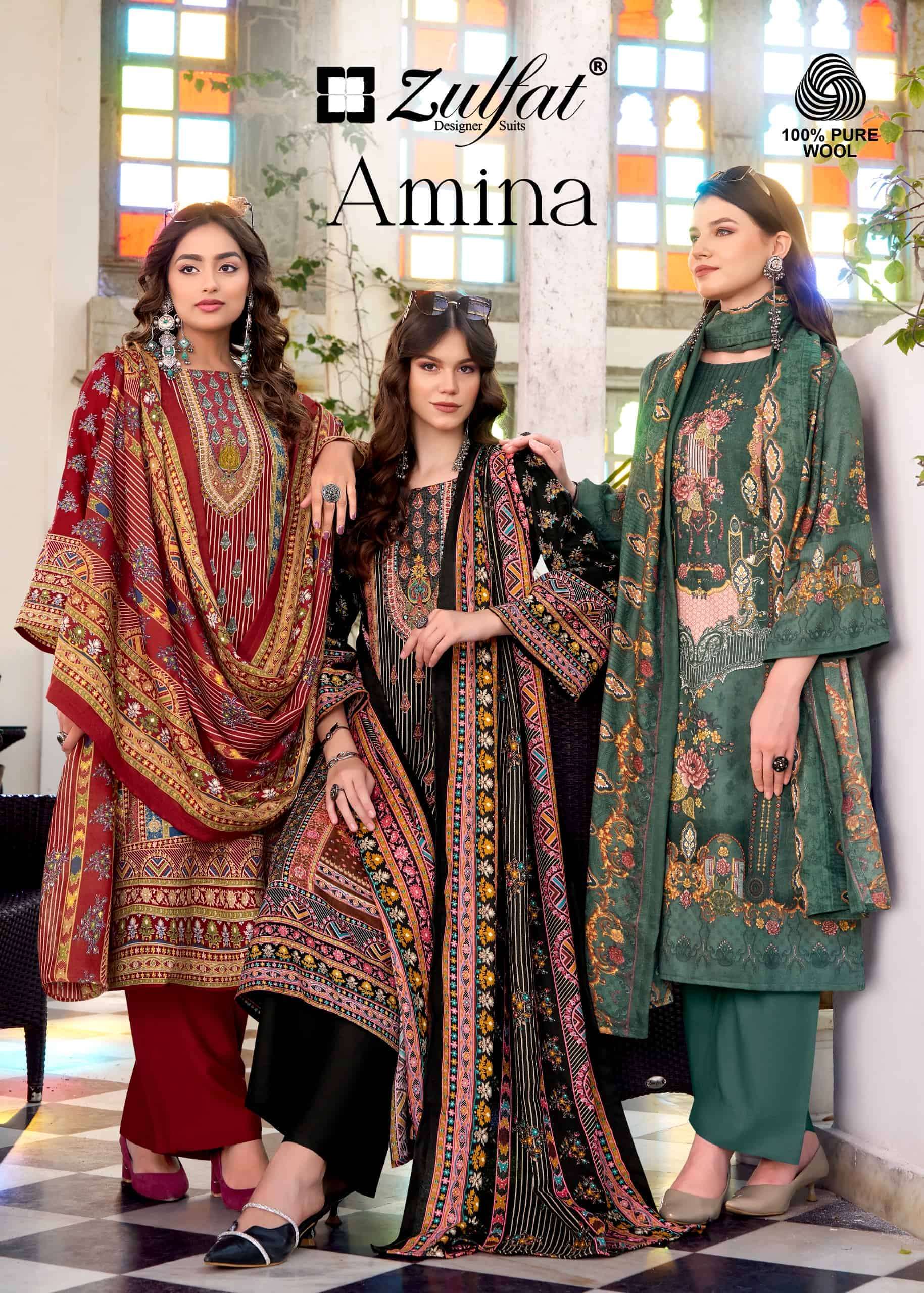 ZULFAT DESIGNER AMINA WINTER WEAR PASHMINA SUIT WHOLESALER 2025