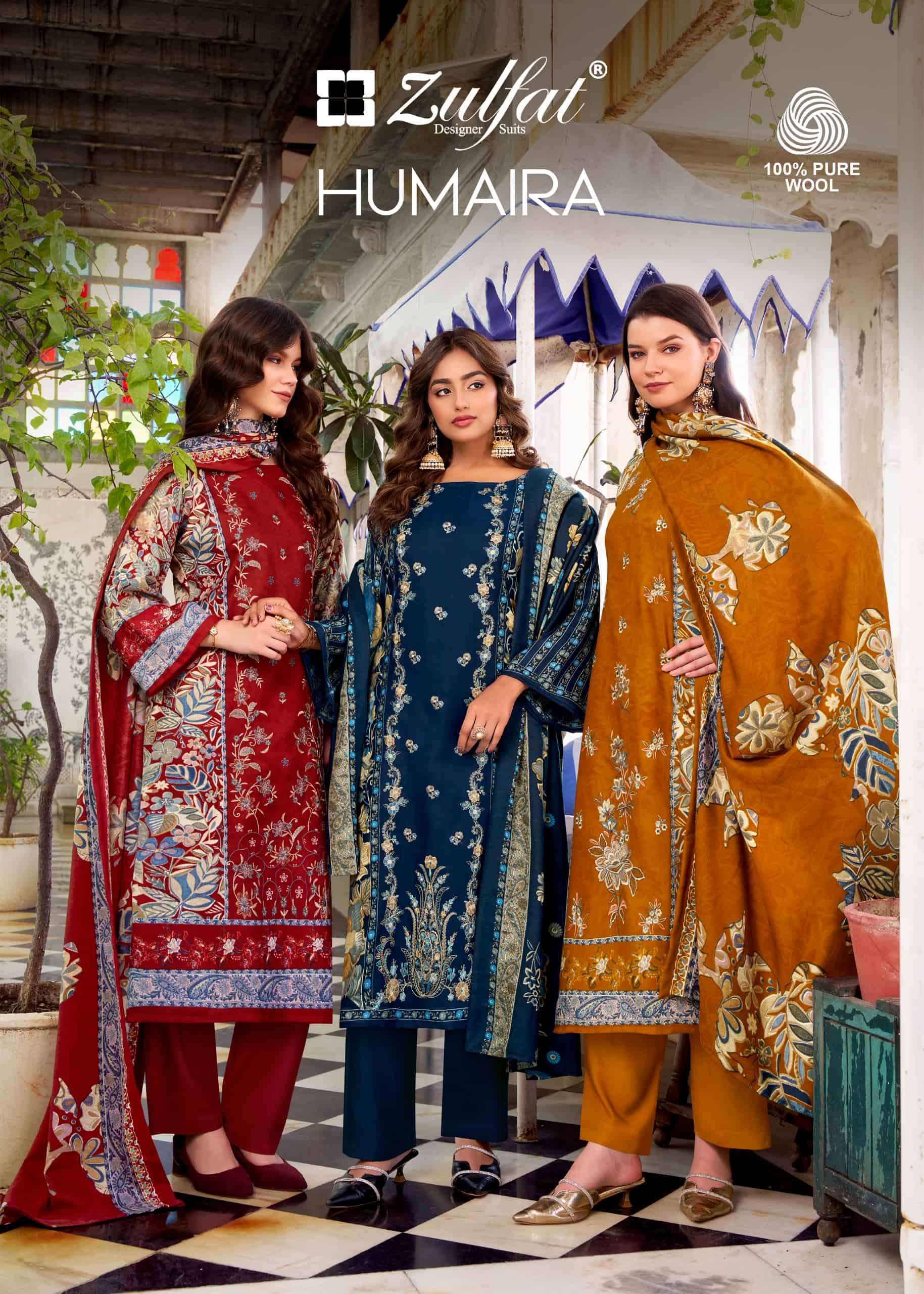 ZULFAT DESIGNER HUMAIRA PURE PASHMINA WINTER SUIT WHOLESALER IN SURAT 