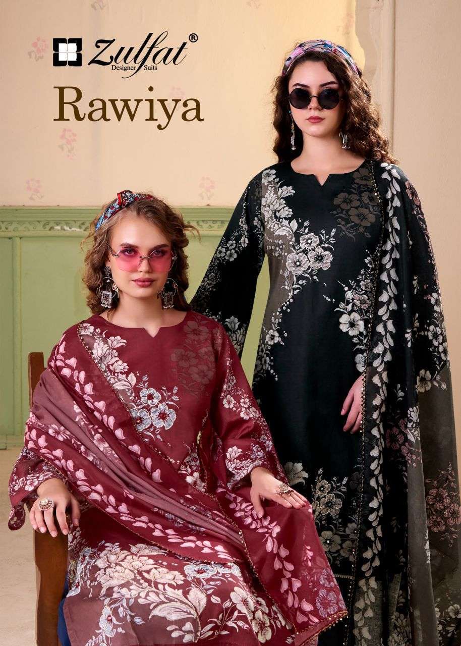 ZULFAT DESIGNER RAWIYA JAM COTTON EMBRODERY SALWER KAMEEZ SUIT WHOLESALER 2025