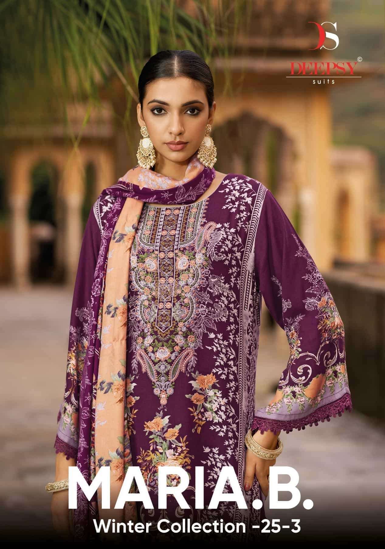 DEEPSY MARIA B WINTER COLLECTION 25 3 FANCY PASHMINA WINTER SUIT COLLECTION BEST RATE 2025