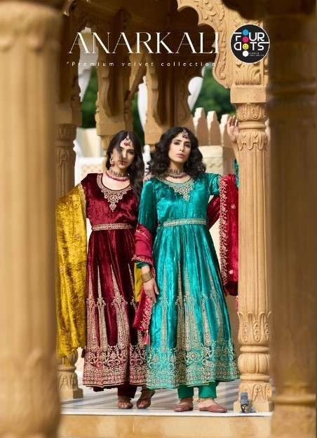 FOURDOTS ANARKALI DESIGNER VELVET STYLE DRESS COLLECTION BEST RATE 2025