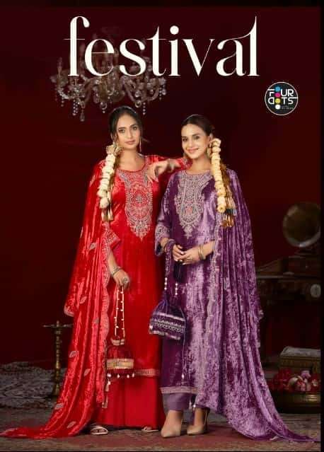 FOURDOTS FESTIVE WEDDING WEAR VELVET DRESS COLLECTION BEST RATE DEALER 