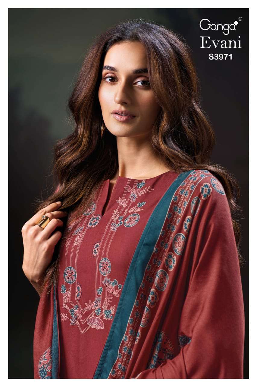 GANGA FASHION EVANI 3971 WINTER WEAR PASHMINA SUIT WHOLESALER 2025