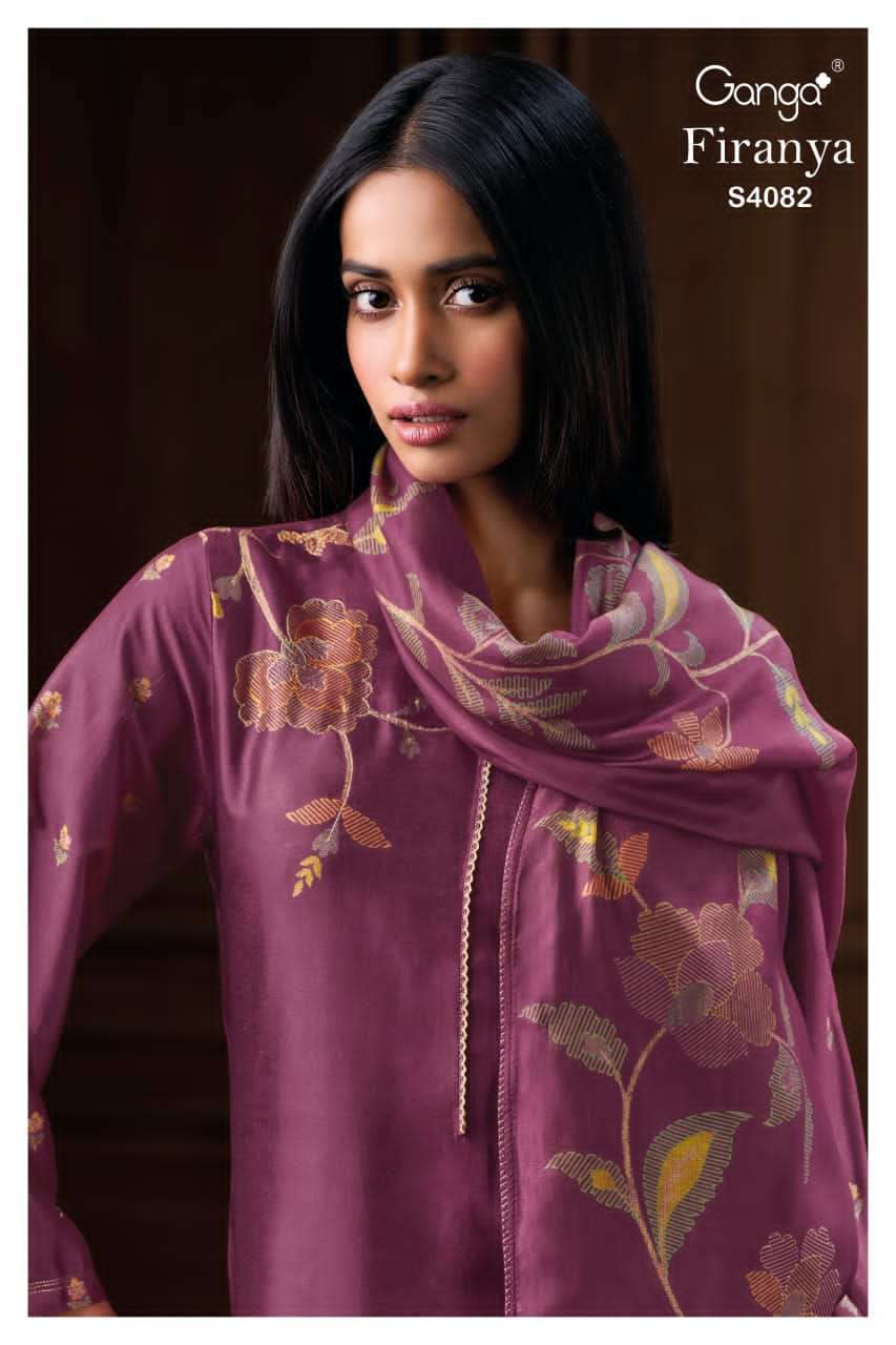 GANGA FASHION FIRANYA 4082 PREMIUM DESIGNER RUSSIAN SILK SUIT WHOLESALER 2025
