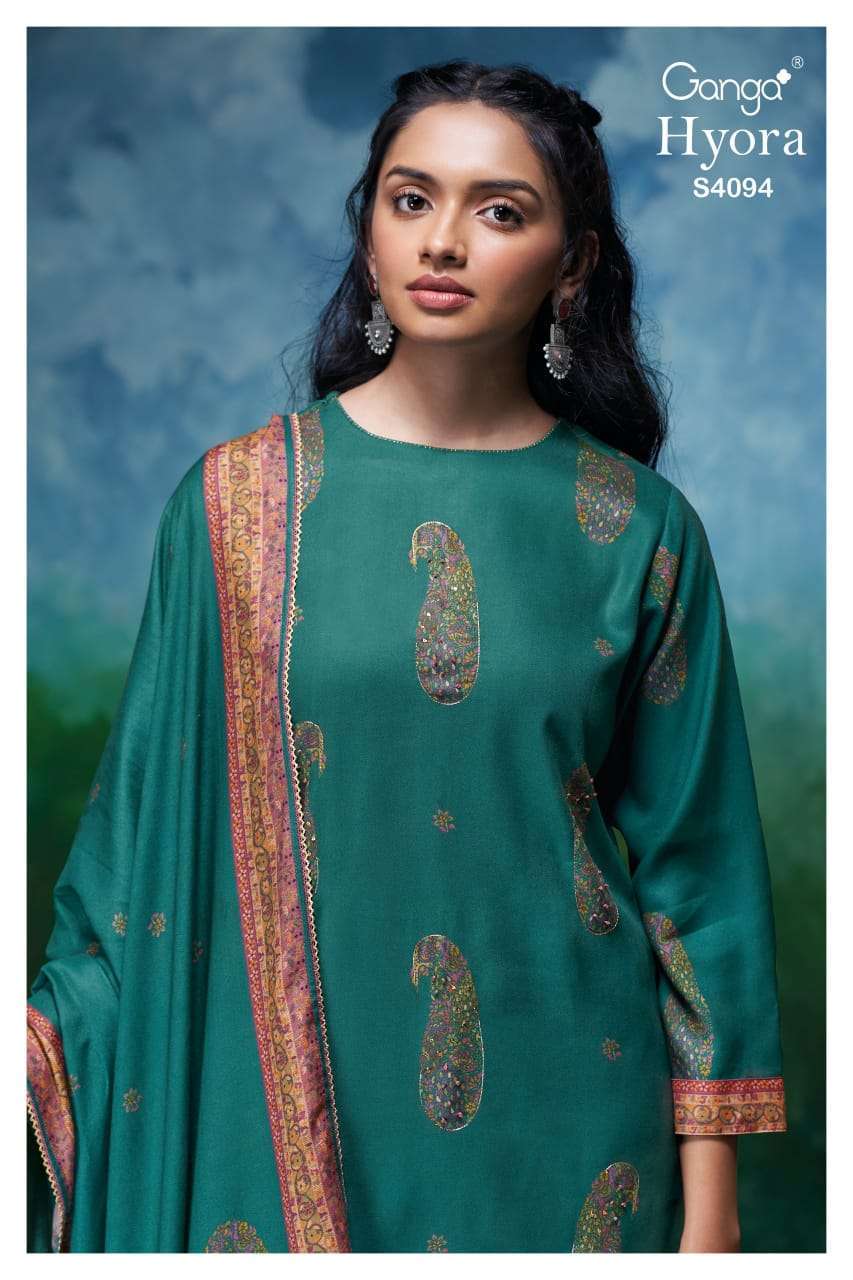 GANGA FASHION HYORA 4049 PURE PASHMINA WINTER SUIT WHOLESALER IN INDIA