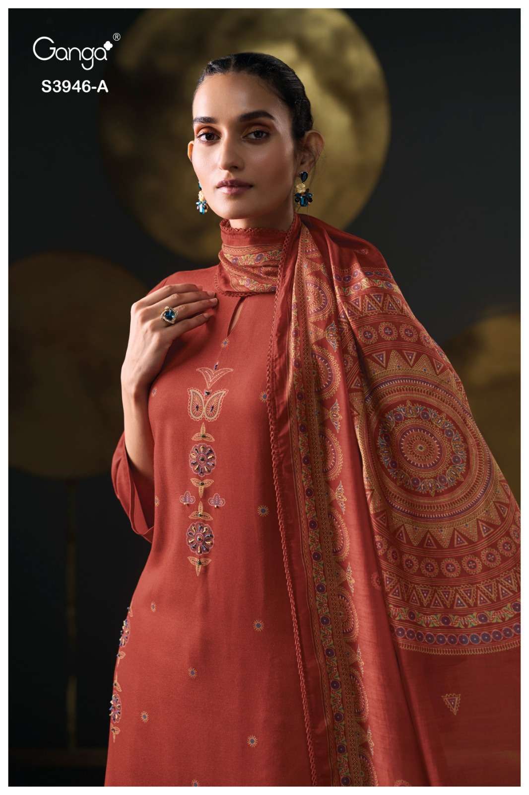GANGA FASHION JERUSHA 3946 PREMIUM WEAR PASHMINA SUIT WHOLESALER 2025