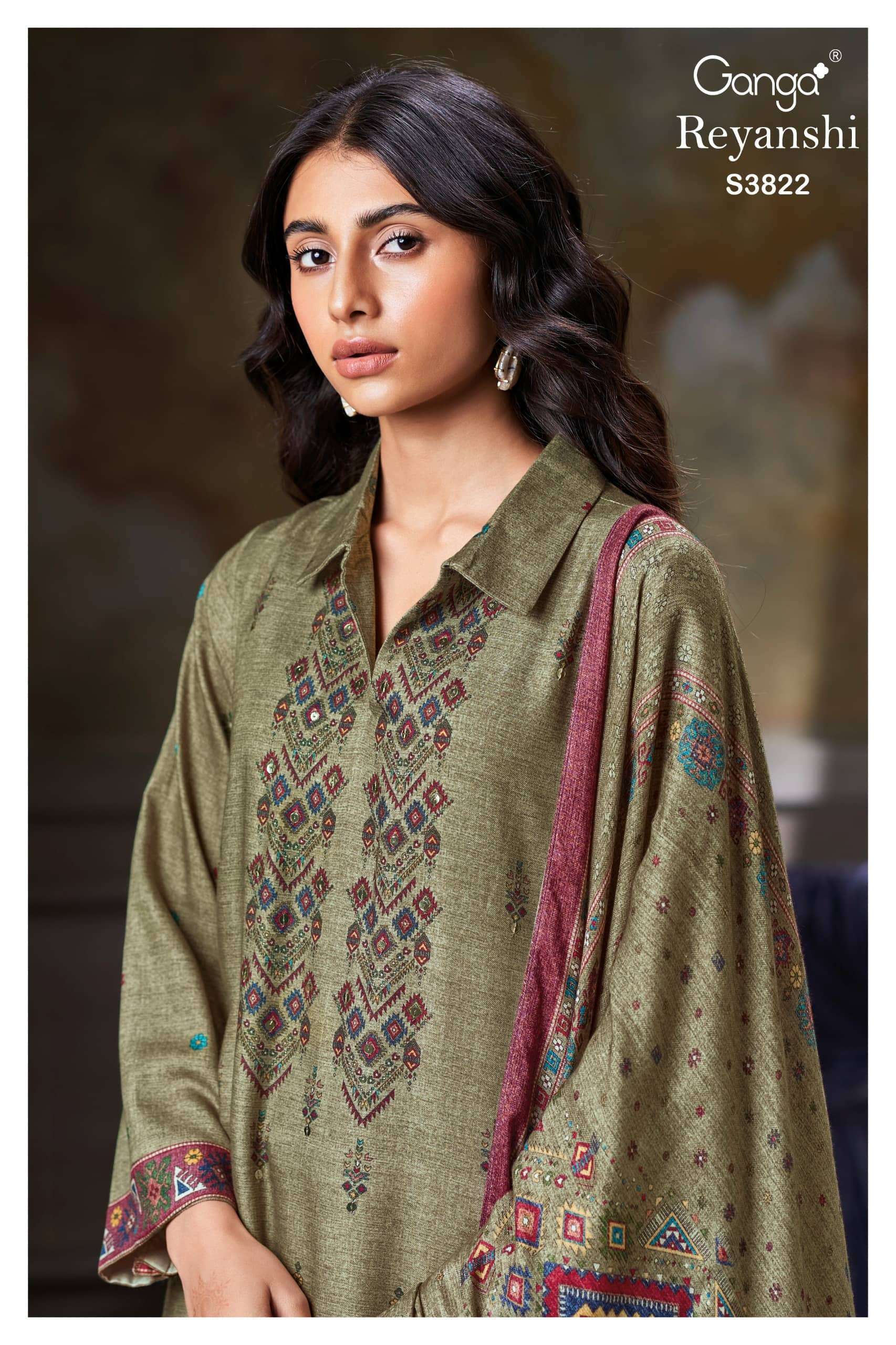 GANGA FASHION REYANSHI 3822 PASHMIN SUIT COLLECTION BEST RATE 