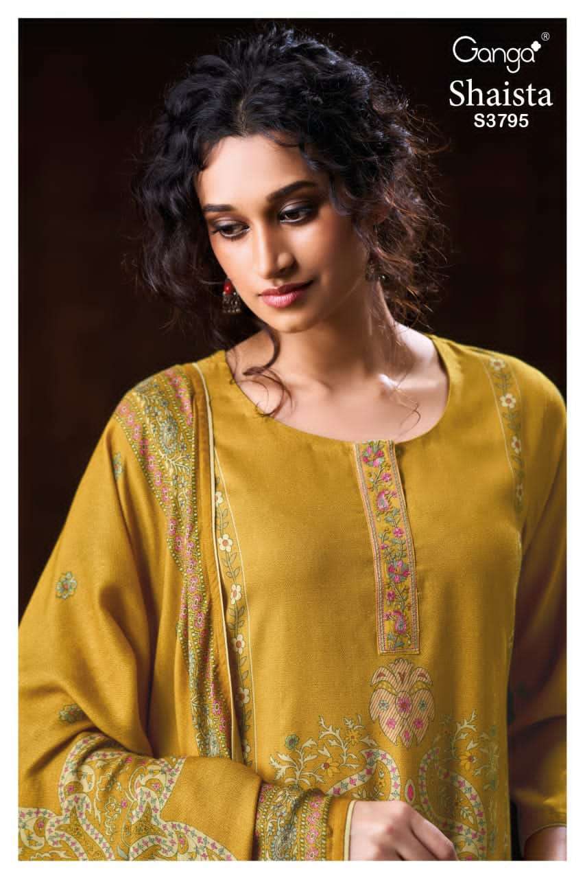 GANGA FASHION SHAISTA 3795 PASHMINA WINTER SUIT COLLECTION BEST RATE 