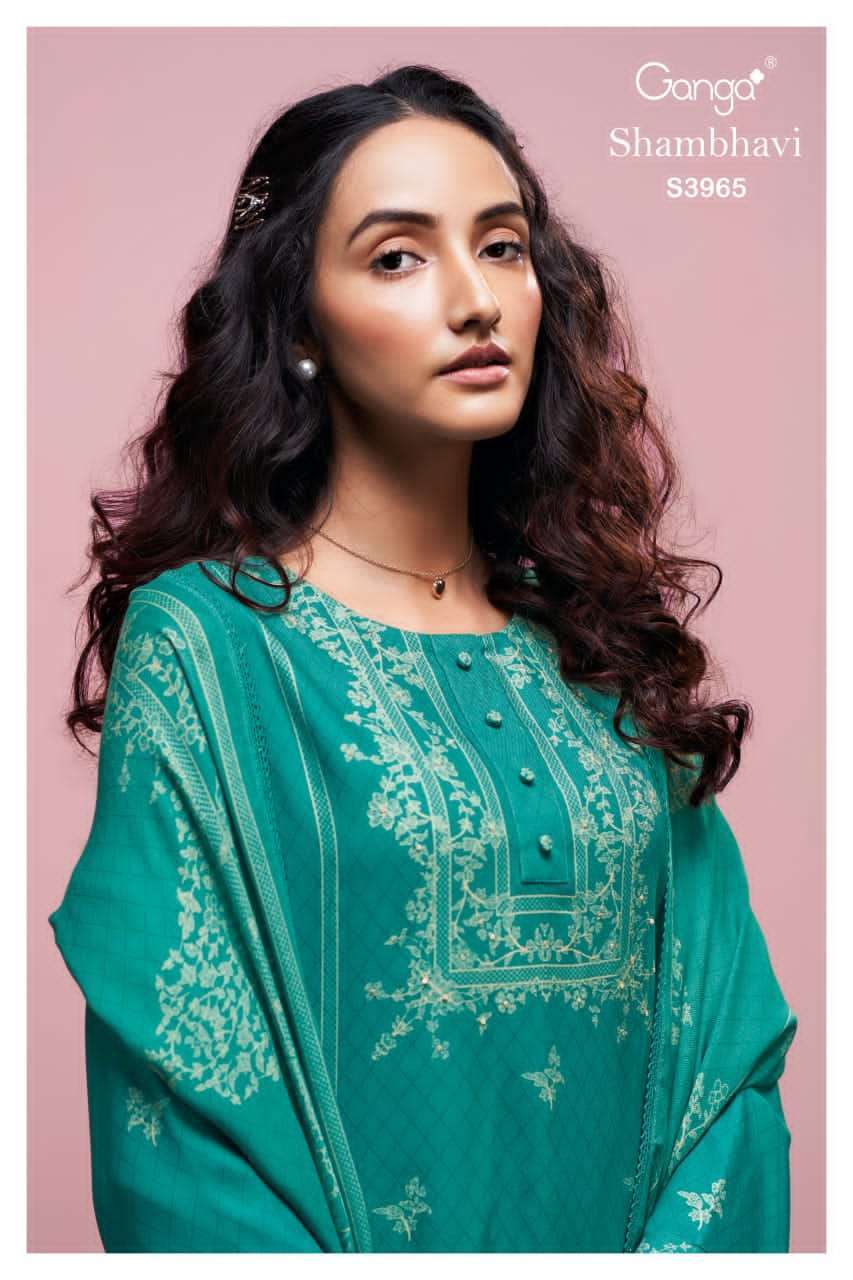 GANGA FASHION SHAMBHAVI 3965 WINTER WEAR PASHMINA SUIT WHOLESALER IN INDIA 