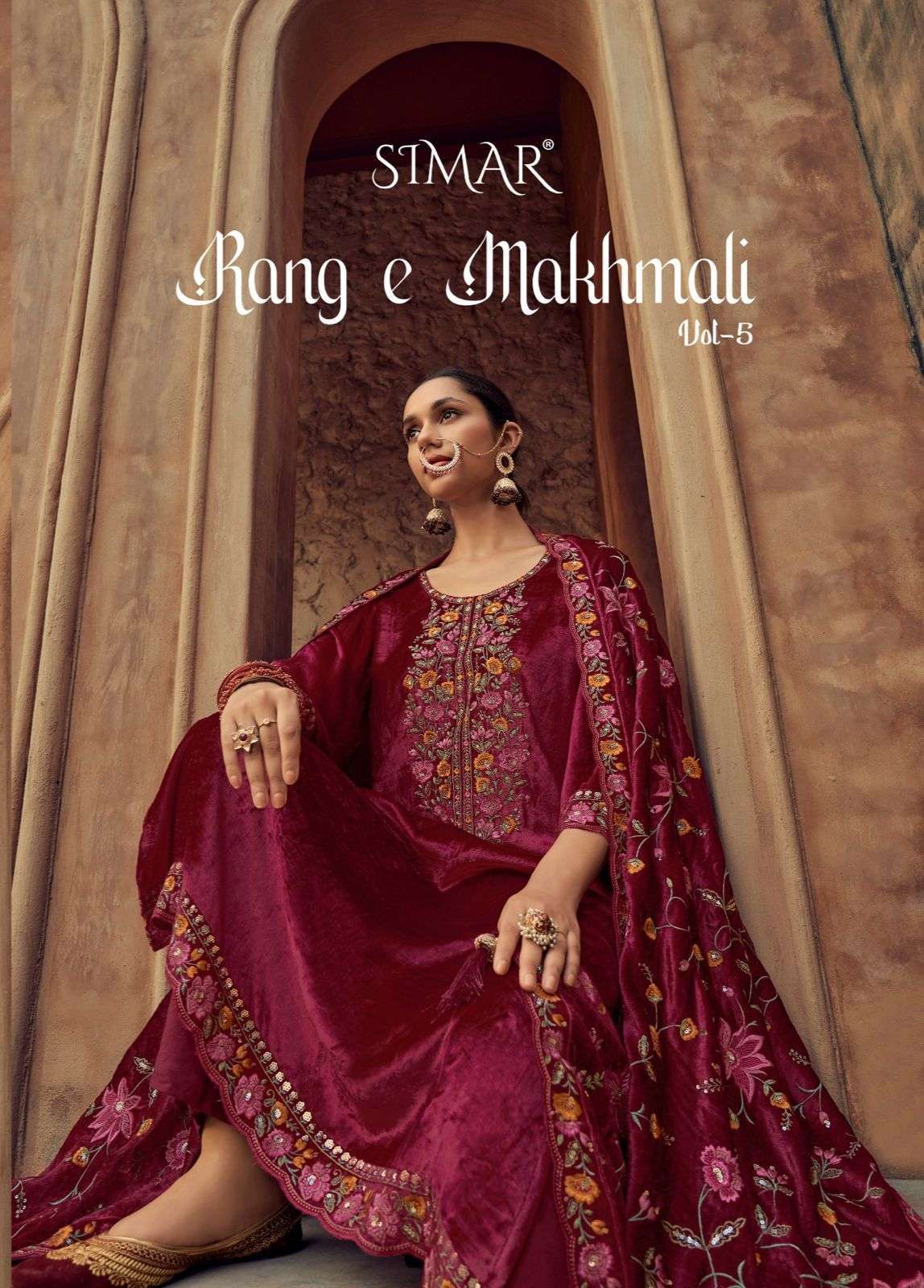 GLOSSY SIMAR RANG E MAKHMALI VOL 5 VELVET SUIT WHOLESALER IN INDIA 2025